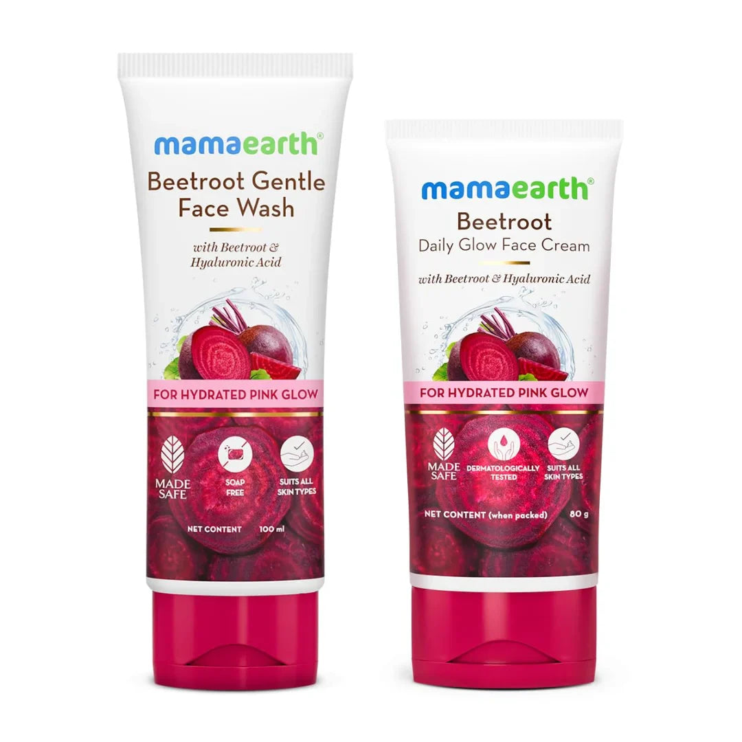 Mamaearth Beetroot Gentle Face Wash -100ml & Beetroot Daily Glow Face Cream- 80g