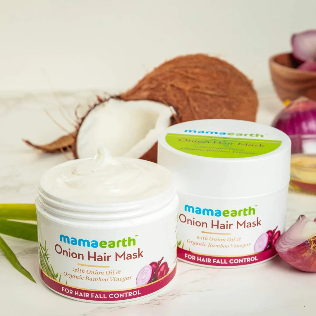 Mamaearth Onion Hair Mask, For Hair Fall Control, With Onion Oil and Organic Bamboo Vinegar, 200ml