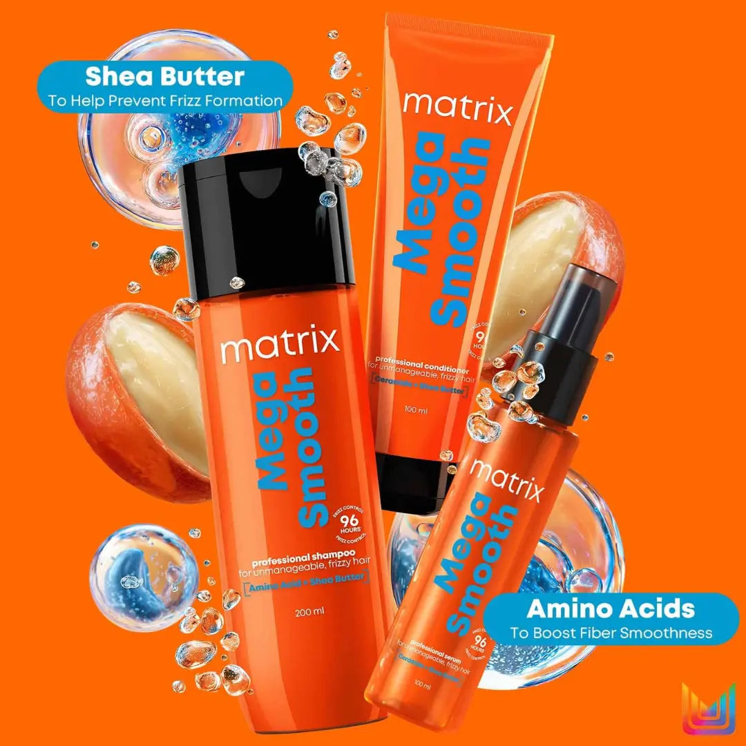 Matrix Opti.Care 3-Step Regime, Up To 4 Days Frizz Control, Shampoo 350ml + Conditioner 196gm + Serum 100ml