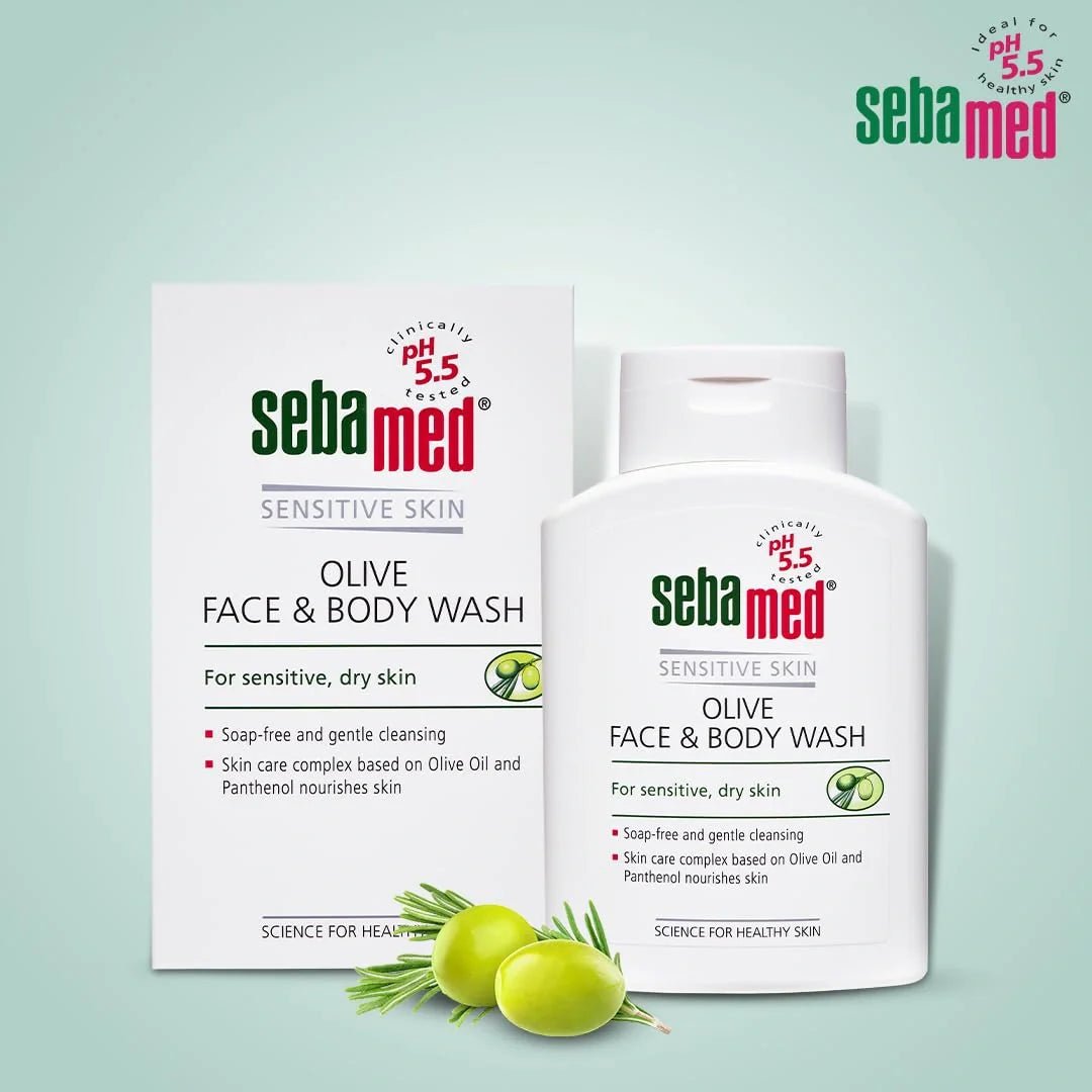 Sbmolivebody - SebaMed Olive Face & Body Wash, Extra Mild For Sensitive, Dry Skin, Ph5.5, Soap Free, 200ML - Looknstyle