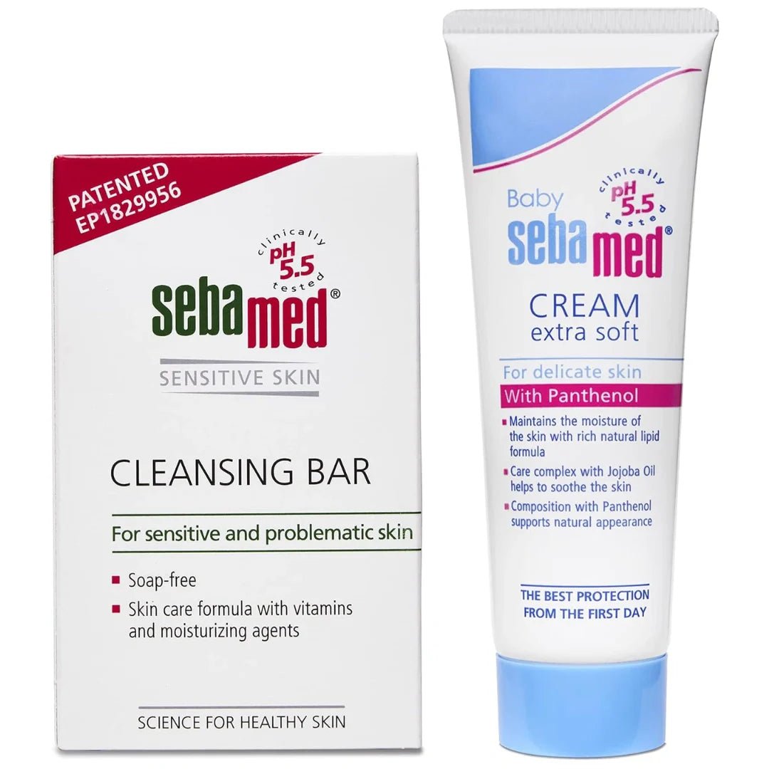 sbmedcleabr - Sebamed Baby Cream Extra Soft, 50ml and SebaMed Cleansing Bar Soap - Free for Normal to Oily Skin, 100gm - Looknstyle