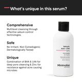 Minimalist Anti-Acne Salicylic Acid 2% Face Wash with LHA for Pore Cleansing, Oil Control & Sebum Regulation | Sulfate-Free Formula with Zinc for Gentle Exfoliation (250ml)