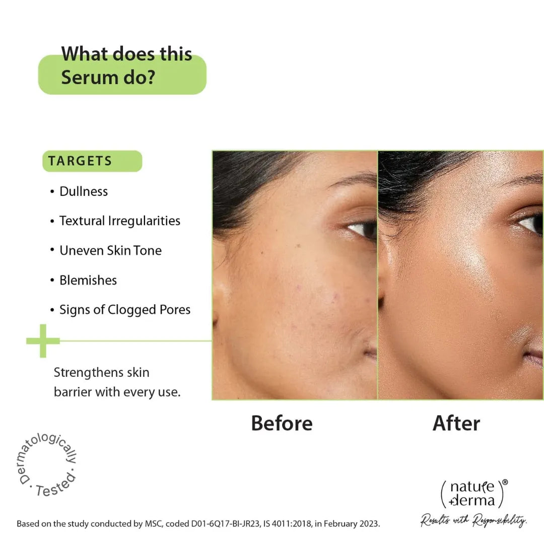 Nature Derma 10% Niacinamide & Zinc Serum with Natural Biome-Boost™ | Reduces Pores and Dark spots (30ml)