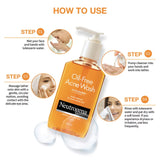 Neutrogena Oil Free Acne Wash | Pink Grapefruit and Oil Free Acne Wash | Deep Cleansing Face Wash Combo - 175ml