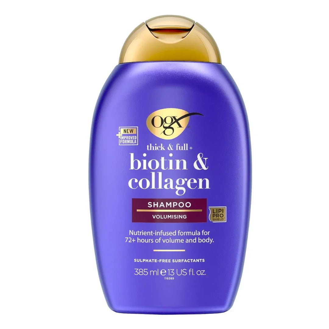 ogx3 - OGX Thick & Full + Biotin & Collagen Volumizing Shampoo for Thin Hair, Thickening Shampoo with Vitamin B7 & Hydrolyzed Wheat Protein, Paraben - Free, Sulfate - Free Surfactants, 385ml - Looknstyle