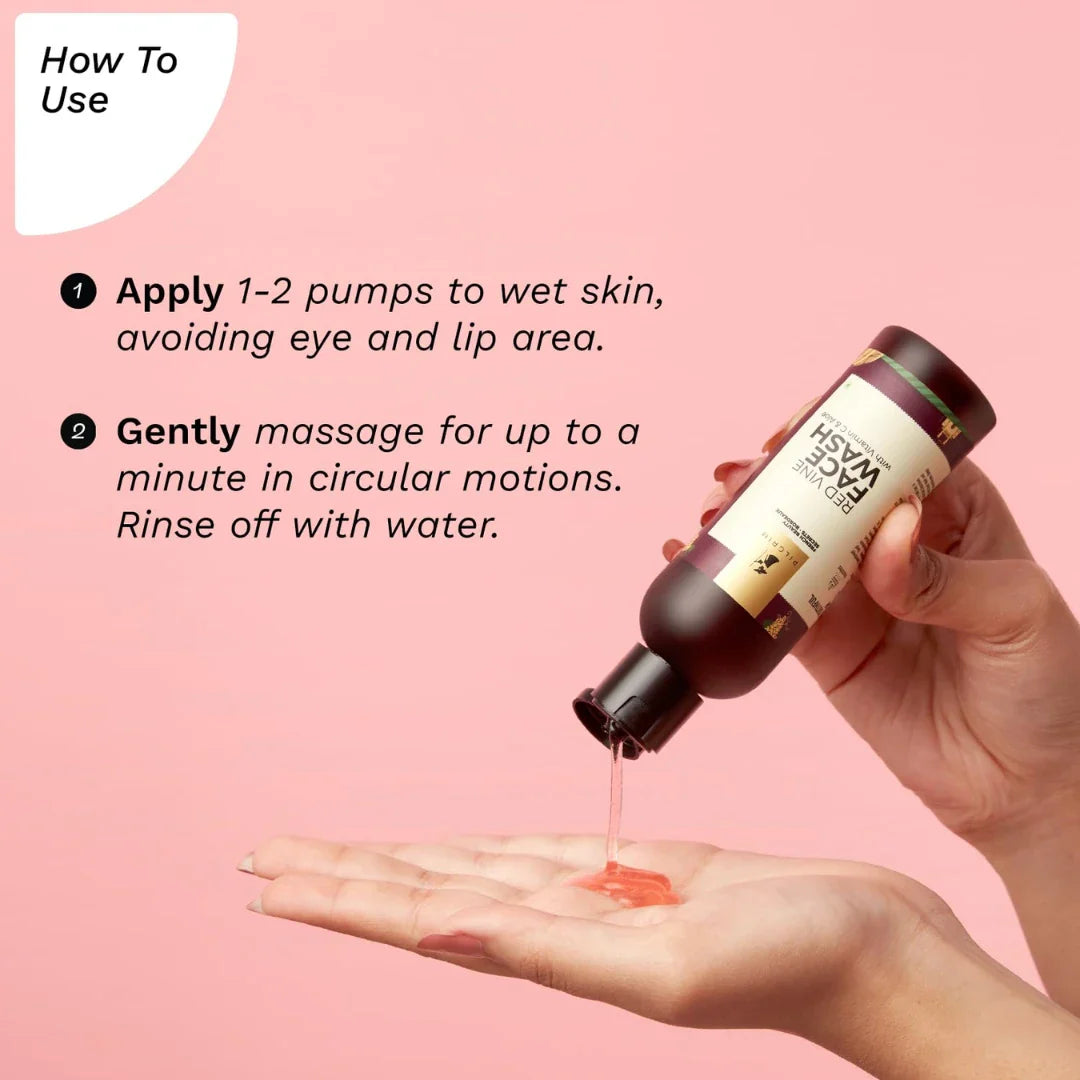 Pilgrim French Red Vine Face Wash with Vitamin C & goodness of Aloe for Anti Ageing & Dark Spots (100ml)
