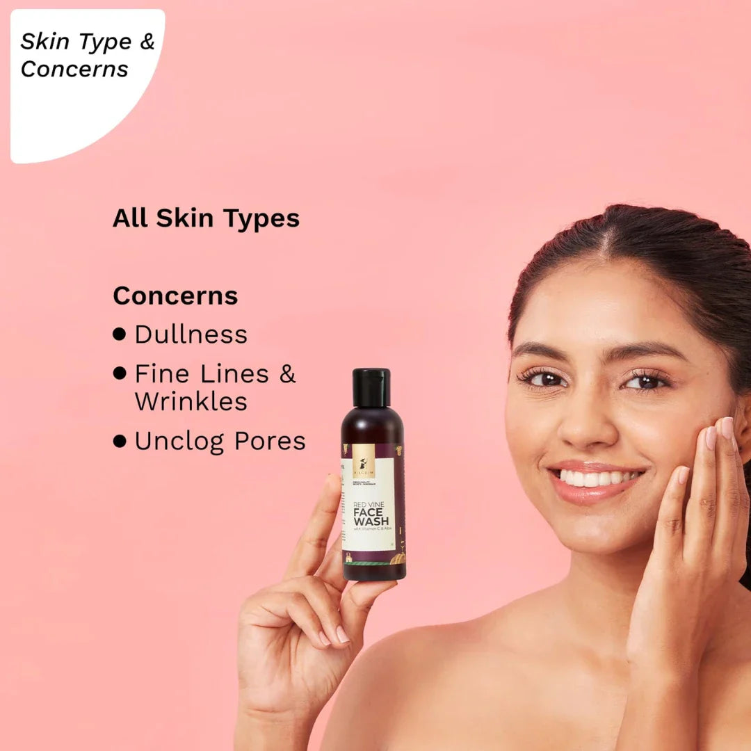 Pilgrim French Red Vine Face Wash with Vitamin C & goodness of Aloe for Anti Ageing & Dark Spots (100ml)