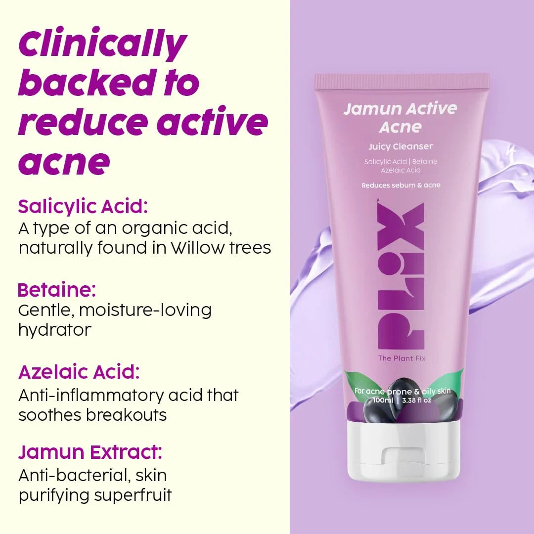 PLIX - THE PLANT FIX Jamun Face Wash and Acne Marks Serum Combo(100ml + 30ml) For Acne spots & Oil Control, For Breakouts | Oily & Acne Prone Skin | Women & Men