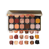 Makeup Revolution Forever Flawless Eyeshadow Palette- Bronze Temptation | Highly Pigmented and Blendible | Includes 18 shades- Glitters and Mattes | Long Wearing and Waterproof - 19g