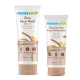 Mamaearth Rice Face Wash - 100ml & Mamaearth Rice Oil-Free Face Moisturizer for Oily Skin | With Rice Water & Niacinamide for Glass Skin - 80g