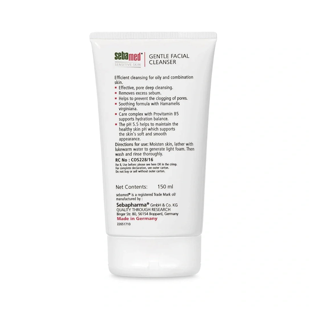 Sebamed gentle facial cleanser for oily & combination skin | pH5.5 | Daily Face Wash for acne prone skin | Provitamin B5 | Gentle foam | Protect skin's natural barrier, 150ml