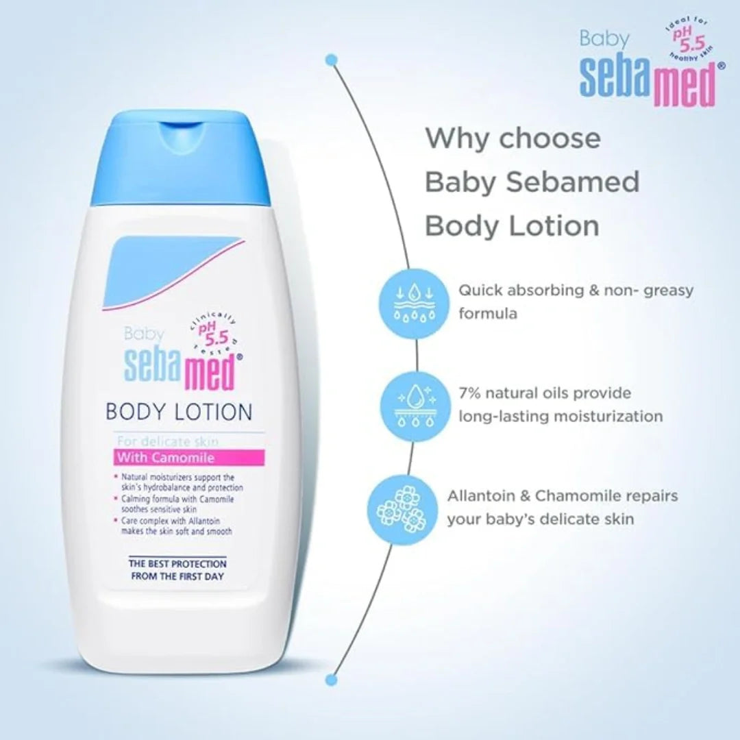 Baby Sebamed Body Lotion| pH 5.5|Ideal for dry skin| Daily moisturisation| 100 ml