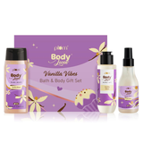 Plum BodyLovin' Vanilla Vibes Bath & Body Gift Set | Wash | Mist | Oil | Long-Lasting Fragrance | For Women | Gifting For Rakhi & Special Occasions| Pack Of 3