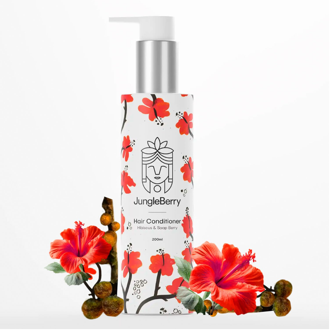 JUNGLE BERRY  Hibiscus & Soap Berry Conditioner | Paraben-Free Anti Hair Fall Formula with Ketaki & Arishtak | For Silky Hair & Strong Roots | 200 ml