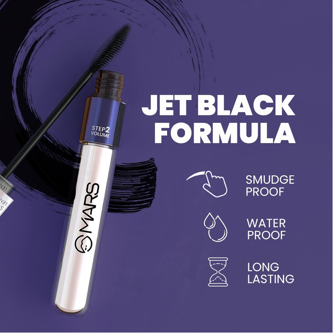MARS Double Trouble Volumizing and Lengthening Mascara | 2-in-1 Mascara for Women | Long Lasting (15 ml) (Black)
