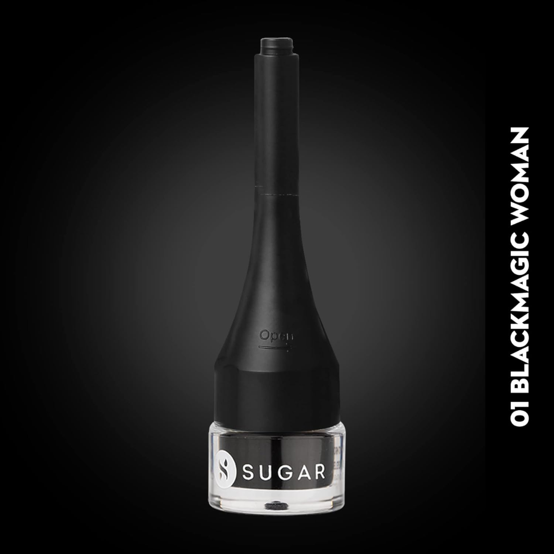 SUGAR Cosmetics Born To Wing Gel Eyeliner with Brush | Smudgeproof & Matte | Lasts Upto 12 hrs - 01 Blackmagic Woman