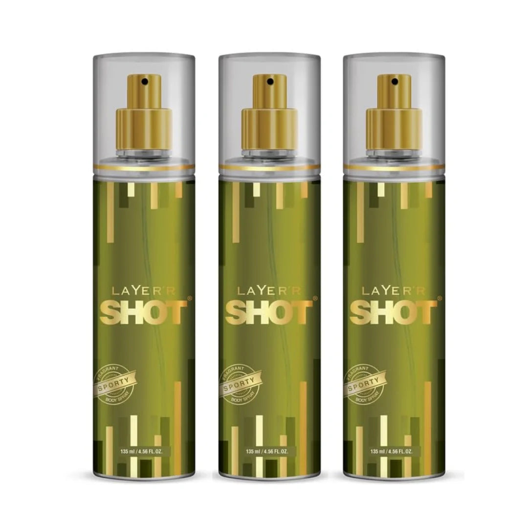 Layer'r Shot Gold Sporty Body Spray For Men (135ml)