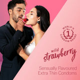 Durex Extra Thin Wild Strawberry Flavoured Condoms For Men - 10N