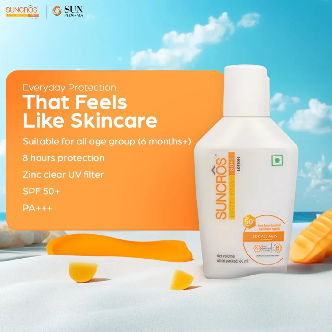 sucrsusn - Suncros Matte Finish Face Sunscreen Soft Lotion With SPF 50+ (60ml) - Looknstyle