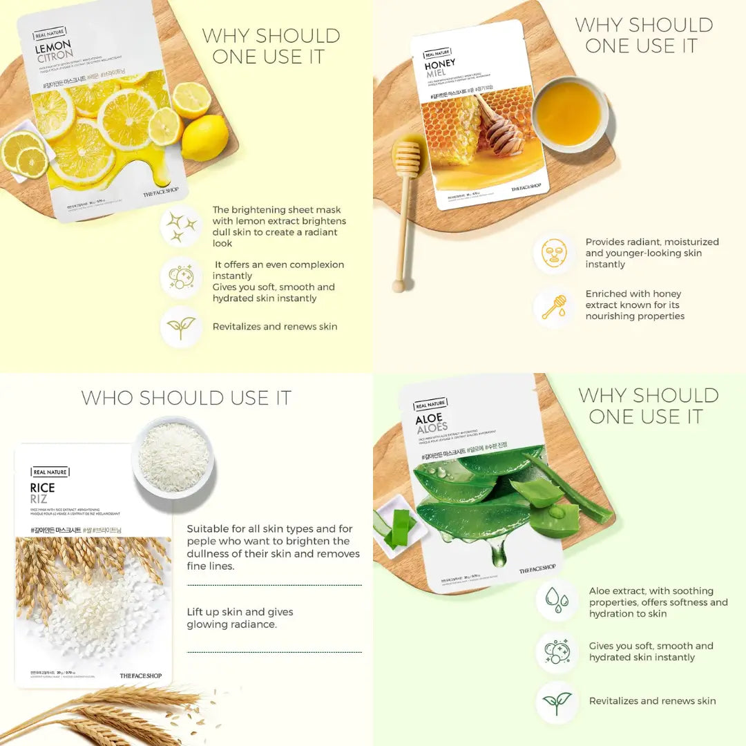 The Face Shop Real Nature Glowing Bride Masksheet Combo (Pack of 10)