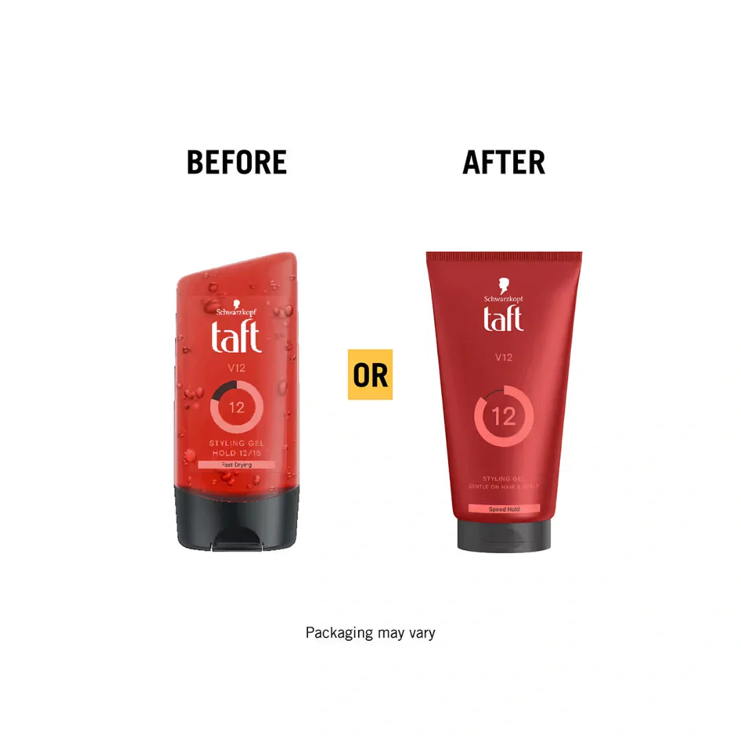 Schwarzkopf Taft Power V12 Hair Gel With Speed Hold Technology, Non-Stick & Easy To Wash Off (150ml)