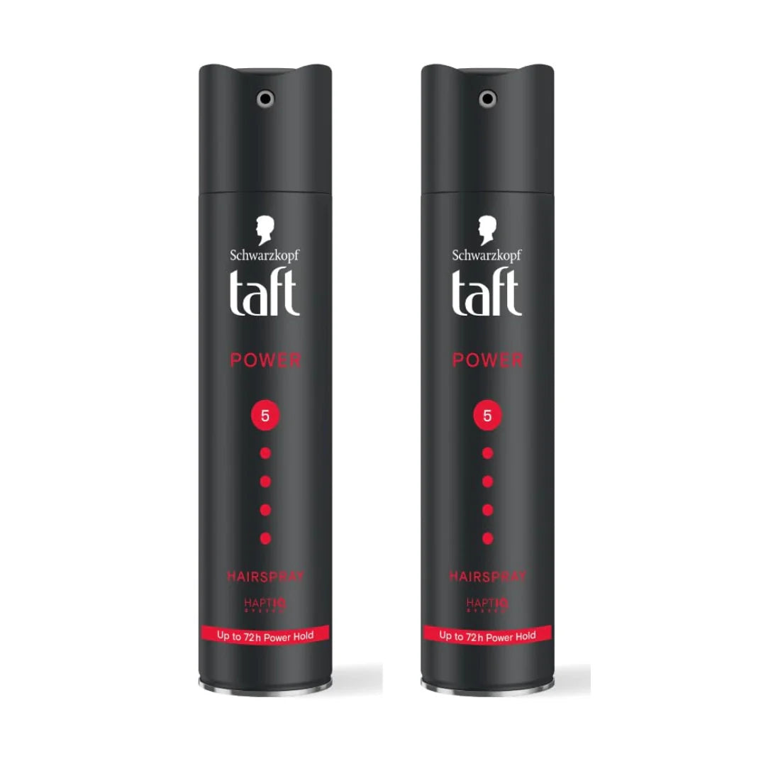 TAFT Schwarzkopf Power Hair Spray With Caffeine Formula For Strengthening Hair Hold 5,72Hr Hold 250ml (Pack of 2)