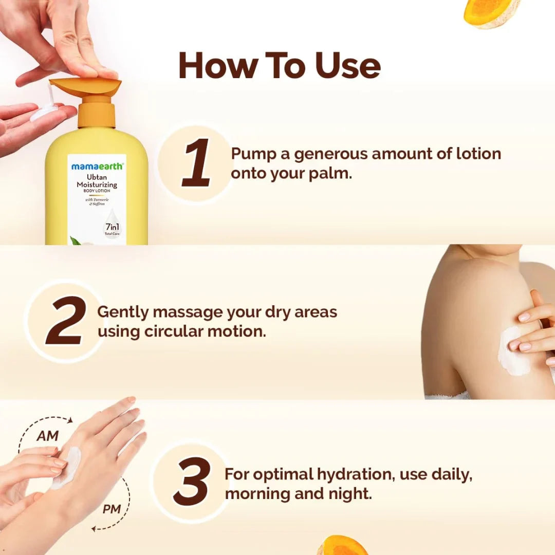Mamaearth Ubtan Moisturizing Body Lotion with Turmeric & Saffron for Glowing Skin (400ml)