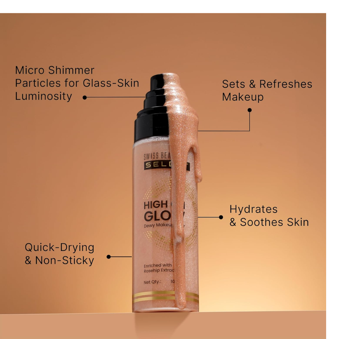 Swiss Beauty Select High on Glow Hydrating Fixer with glass-like glow | Non- Sticky & Quick Drying | 100ml