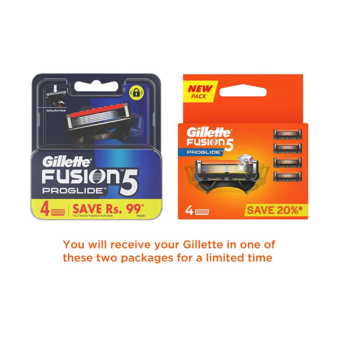 Gillette Fusion Proglide Blades for men with styling back blade - 4 count for Perfect Shave and Perfect Beard Shape