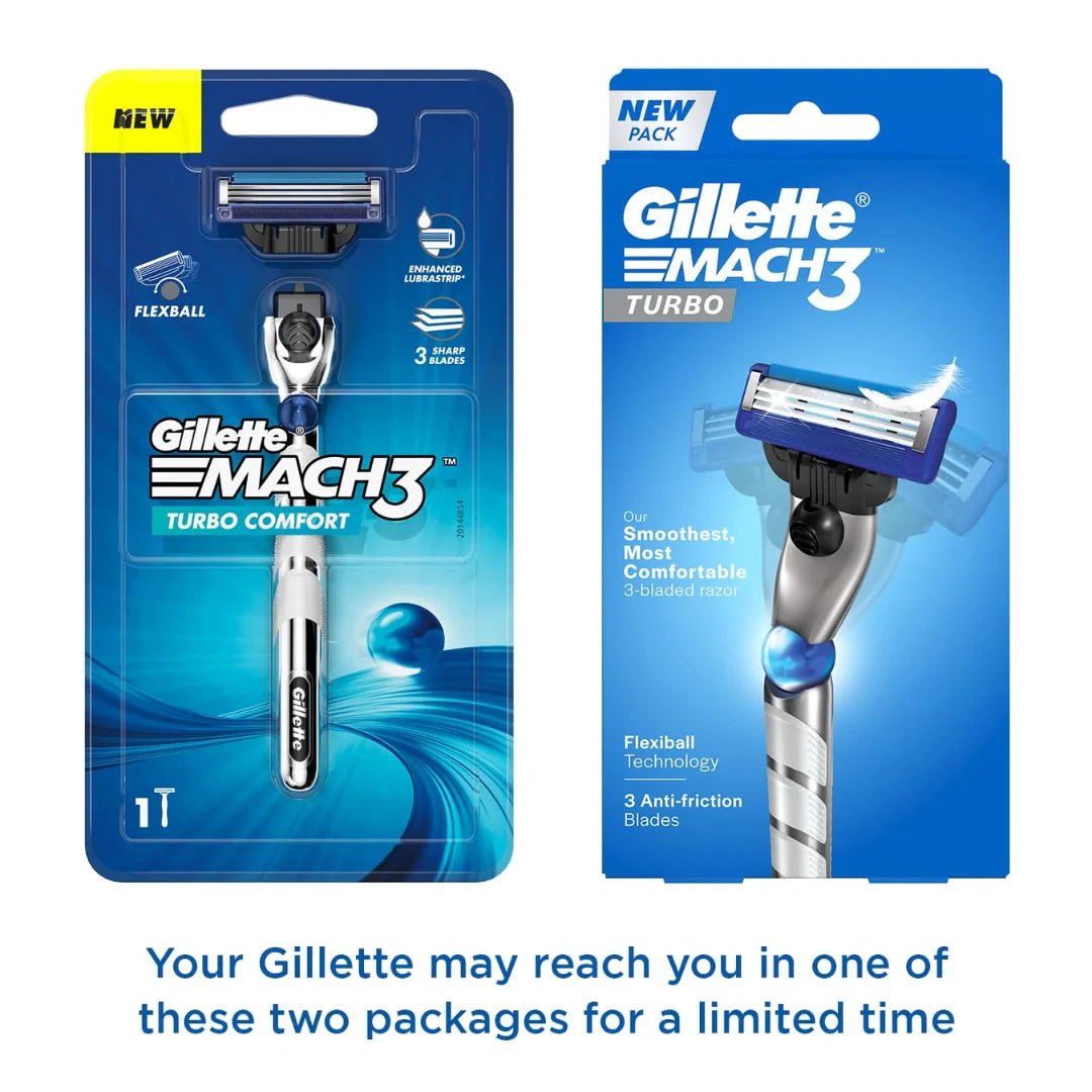 glttrb - Gillette Mach 3 Turbo Shaving Razor for Men | Most Comfortable shave | Flexiball & Dynamic Pivot for Safe shave | - Looknstyle