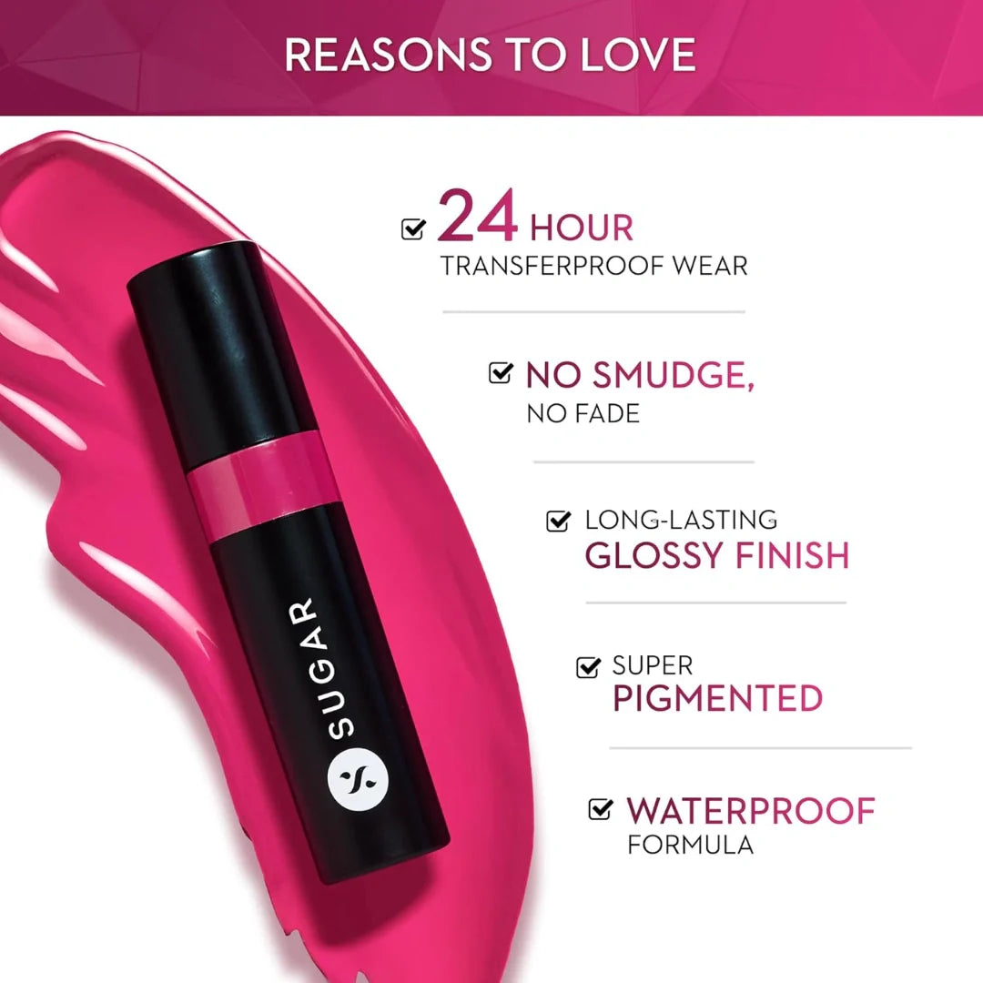 SUGAR Cosmetics Partner In Shine Transferproof Glossy Lipstick | Lasts upto 24hrs | Transferproof & Smudgeproof - 3ml - 14 Sepia Shiraz