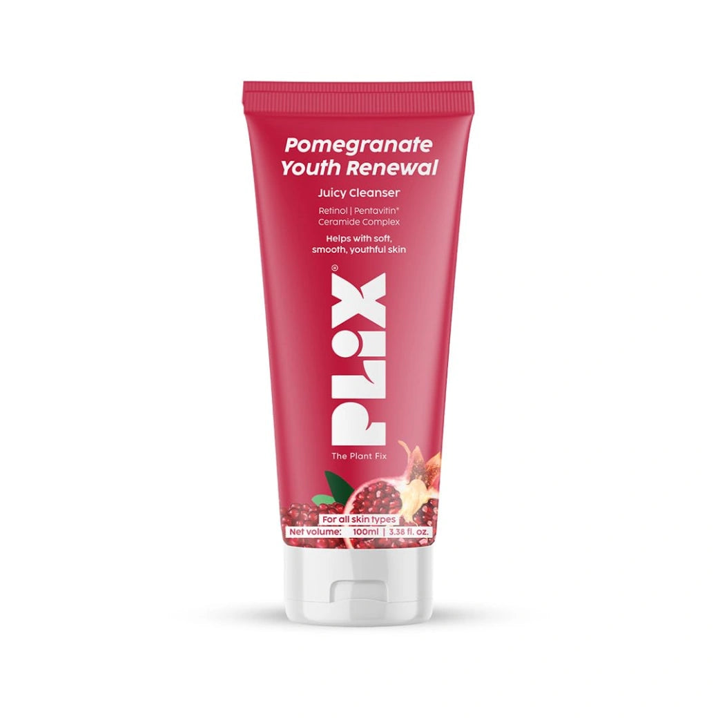 PLIX- THE PLANT FIX Pomegranate Youth Renewal Juicy Face Wash Cleanser | Youthful Glow | Hydration | Smooth & Soft Texture | Retinol GS 50 | Pentavitin | Safe for Daily Use | For Men & Women