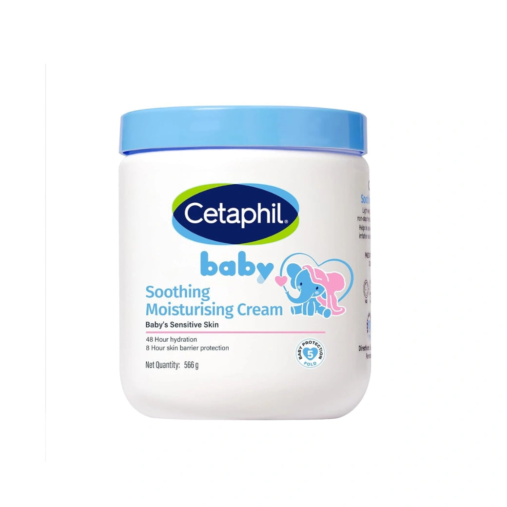 Cetaphil Baby Soothing Moisturising Cream 566 g for Newborns & Babies | 48H Hydration & 8H Skin Barrier Protection | With Glycerin, Sunflower Seed Oil & Sweet Almond Oil | Gentle Face & Body Moisturiser