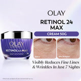 Olay Retinol 24 Max Anti-Ageing Night Cream for Women - Fragrance-Free, 50 g