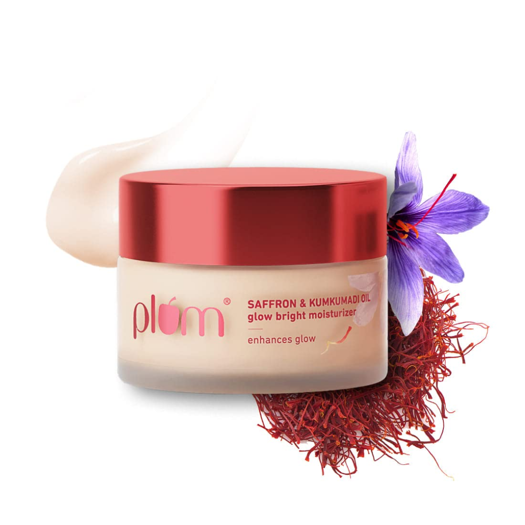 Plum Saffron & Kumkumadi Oil SPF 35 Daily Glow Bright Moisturizing Cream 50g | Quick-Absorbing Day Cream to Brighten Skin, Enhance Glow | UVA/UVB Protection | All Skin Types | Women & Men