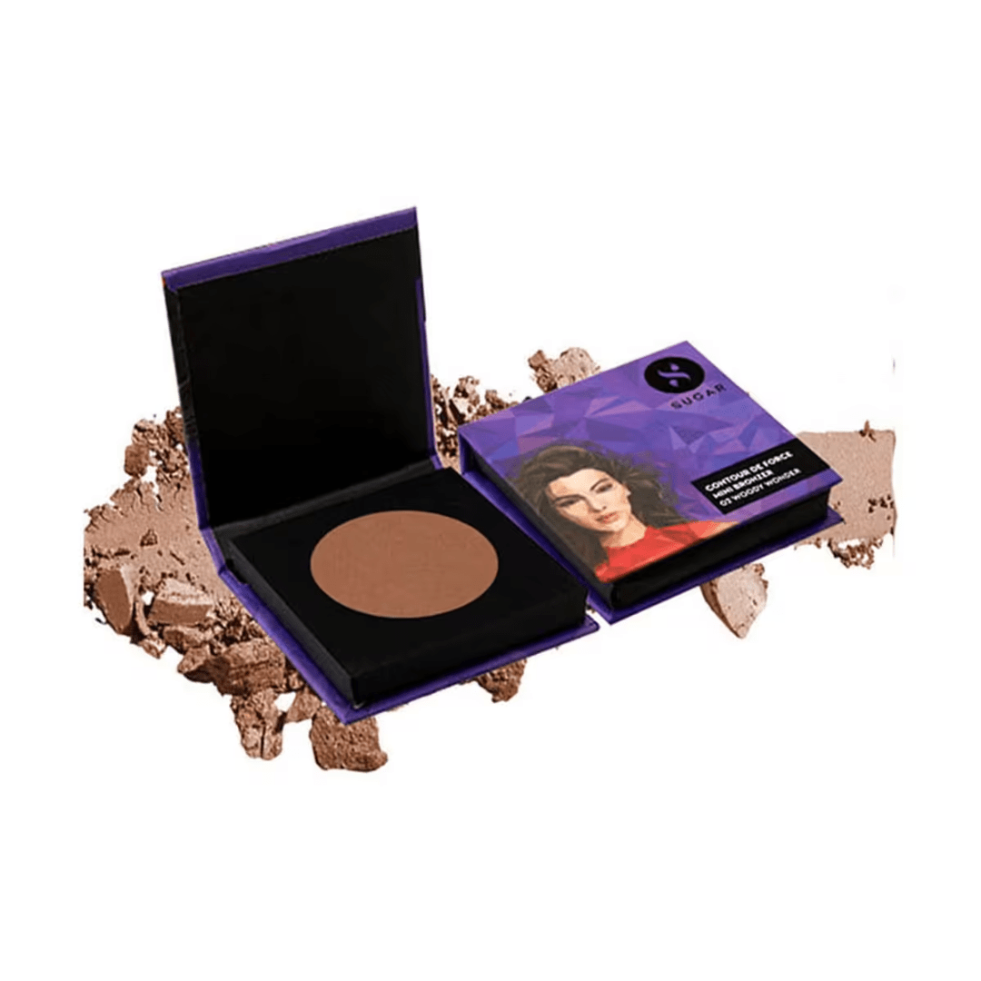 sugar bronzer - SUGAR Cosmetics Contour De Force Mini Highlighter - 02 Gold Glory (Golden Bronze) Lightweight, Easily Blendable, Illuminating Bronzer, Matte Finish - Looknstyle