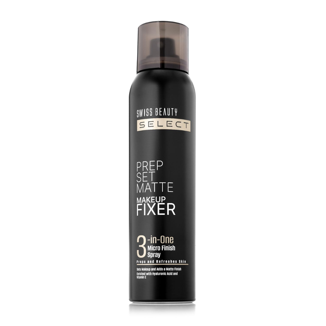 Swiss Beauty Prep Set Matte Makeup Fixer | Natural Matte Finish | With Vitamin E and Hyaluronic Acid | Long Lasting | 3-in-1 micro-fine spray | 120ml