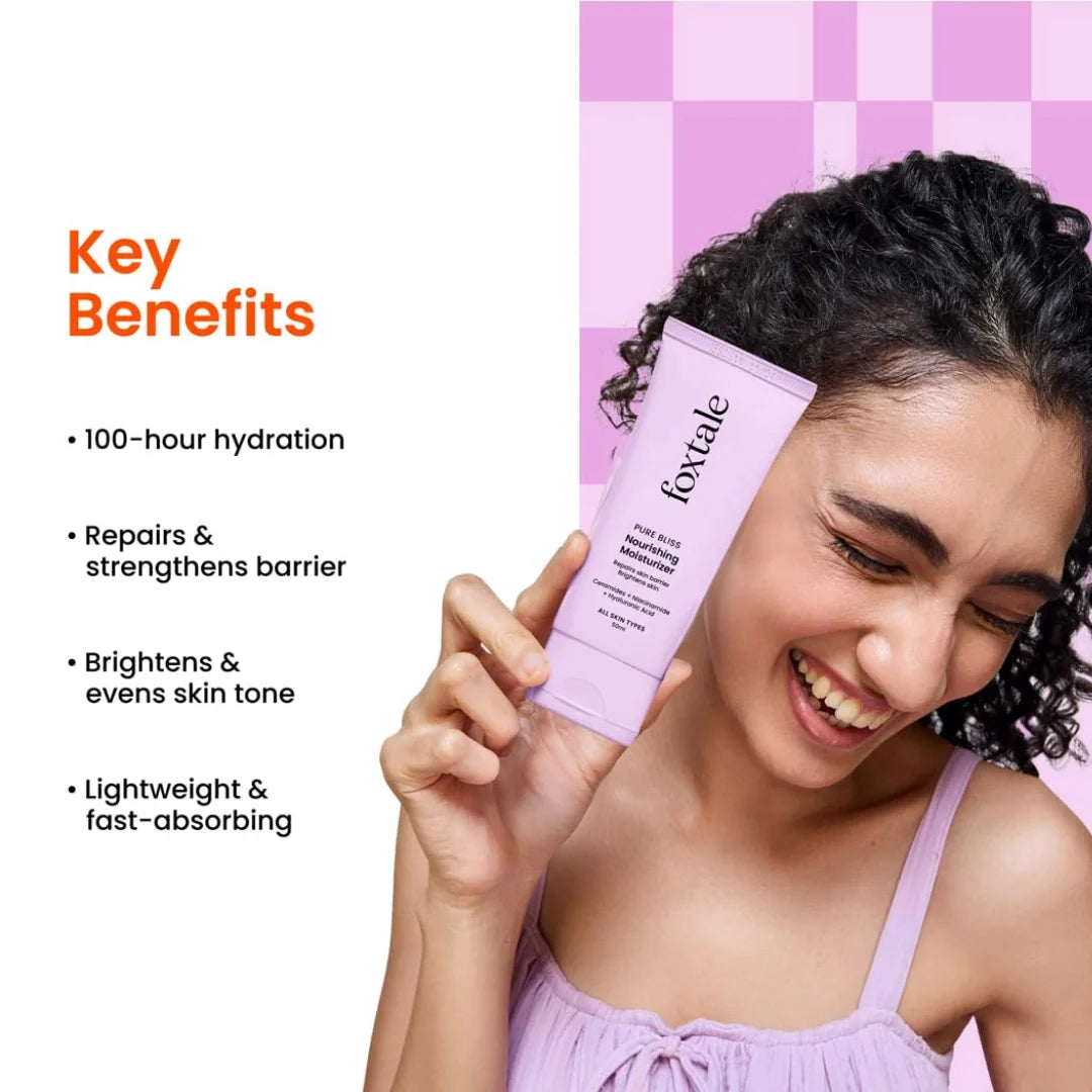 Foxtale Nourishing Ceramide Face Moisturizer with Niacinamide,  All Skin Types, 50 ml (pack of 2)