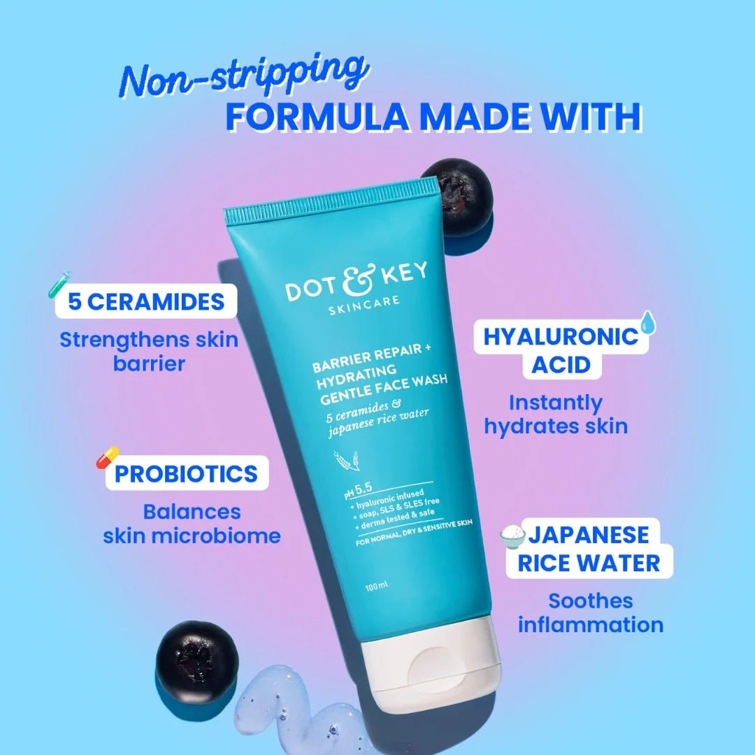 dkbrrbnlfw - DOT & KEY Barrier Repair + Hydrating Gentle Face Wash With Probiotic | Ceremide Face Wash | 175ML - Looknstyle