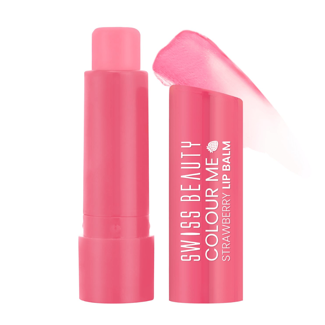 sblipbalm - Swiss Beauty Colour Me Tinted Lip Balm with 12 Hours of Hydration | For Dry & Chapped Lips | With SPF 15 , Shea Butter and Vitamin E | Long Lasting Glossy Finish Lip Balm | Shade - Strawberry Slush, 4.5g - Looknstyle
