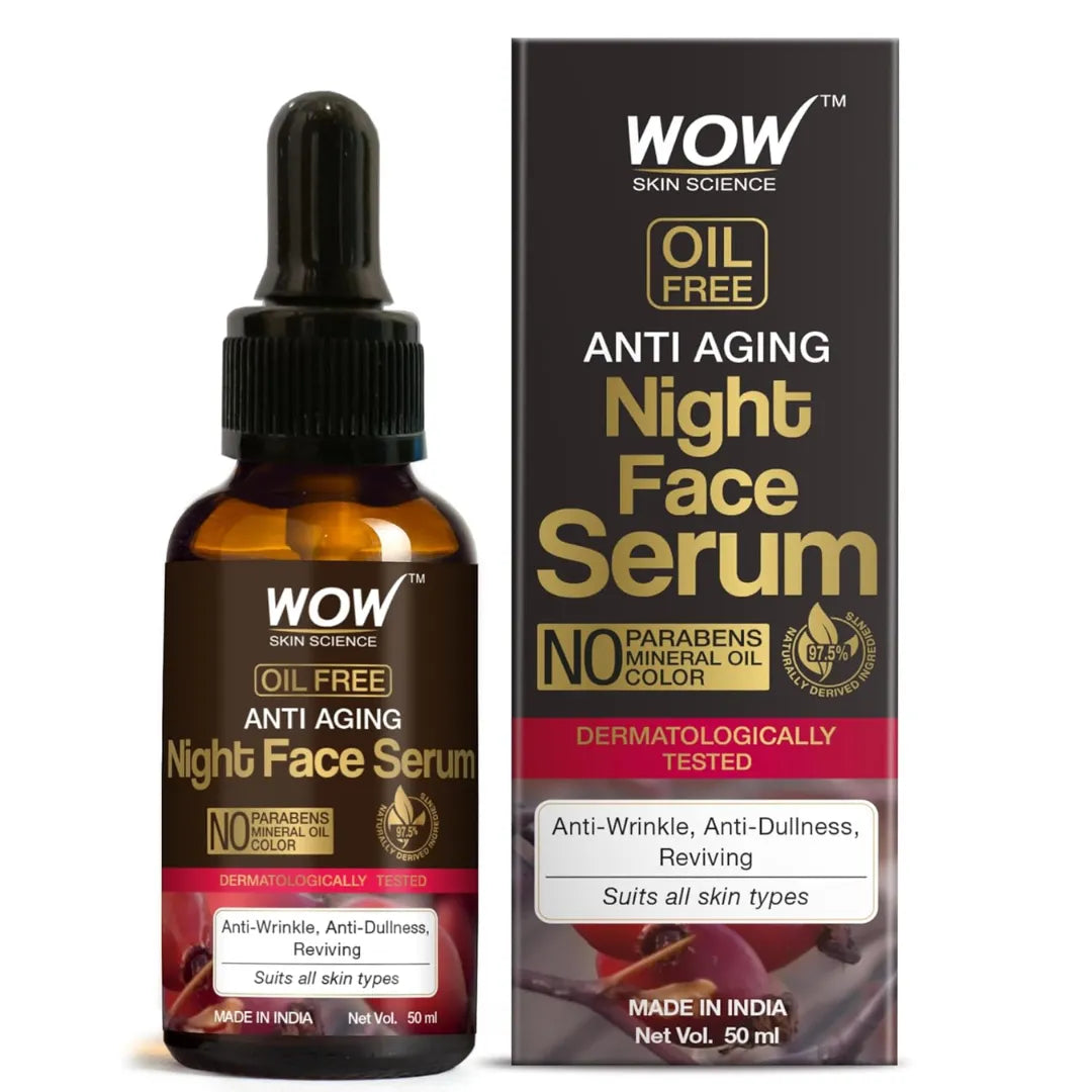 WOW Skin Science Brightening Vitamin C Face Wash-100ml & Anti Aging Night Face Serum - OIL FREE-50ml