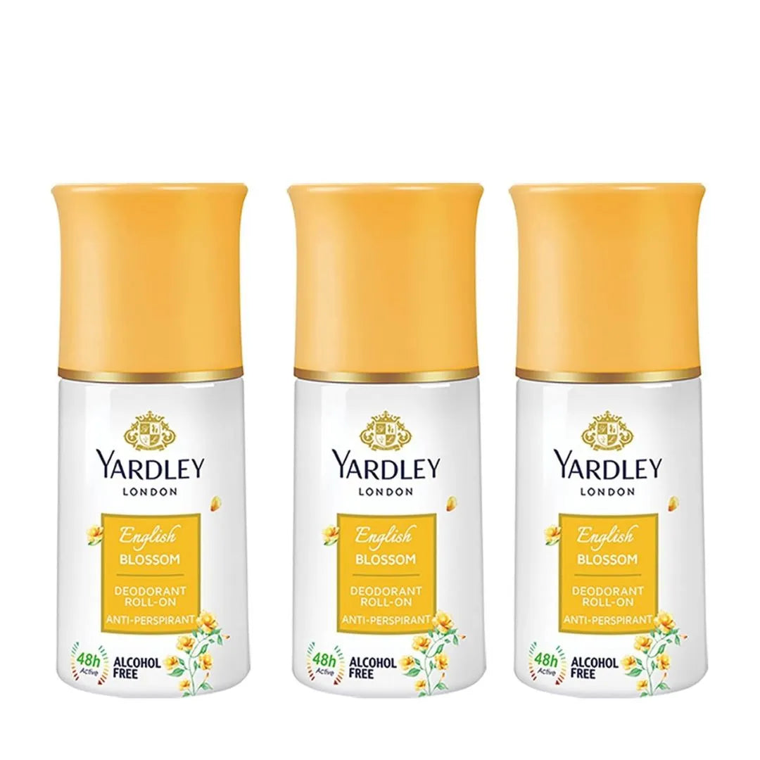 Yardley London English Blossom Deodorant Roll-On Alcohol Free 50ML Each 