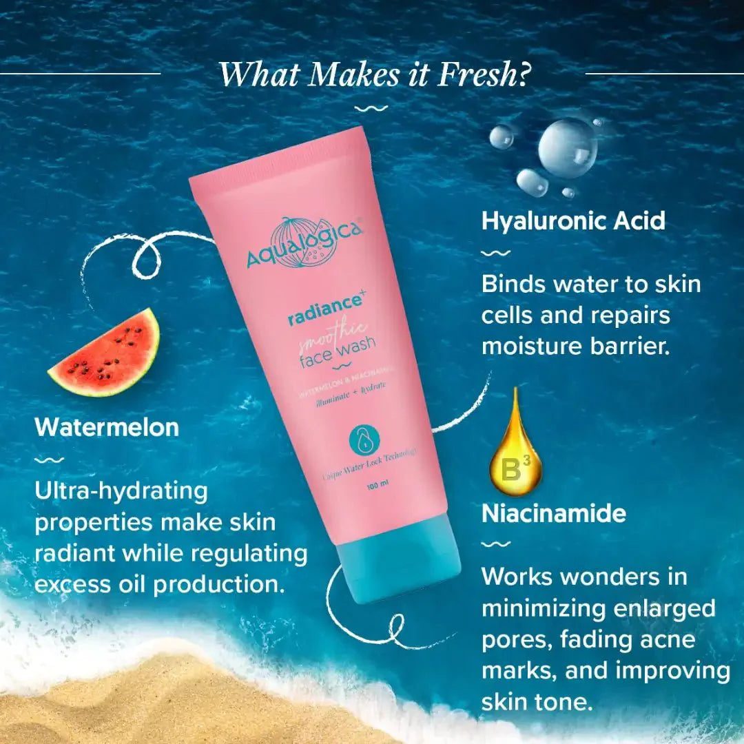 Aqualogica Radiance+ Smoothie Face Wash with Watermelon & Niacinamide for Men & Women (100ml) - Deals999