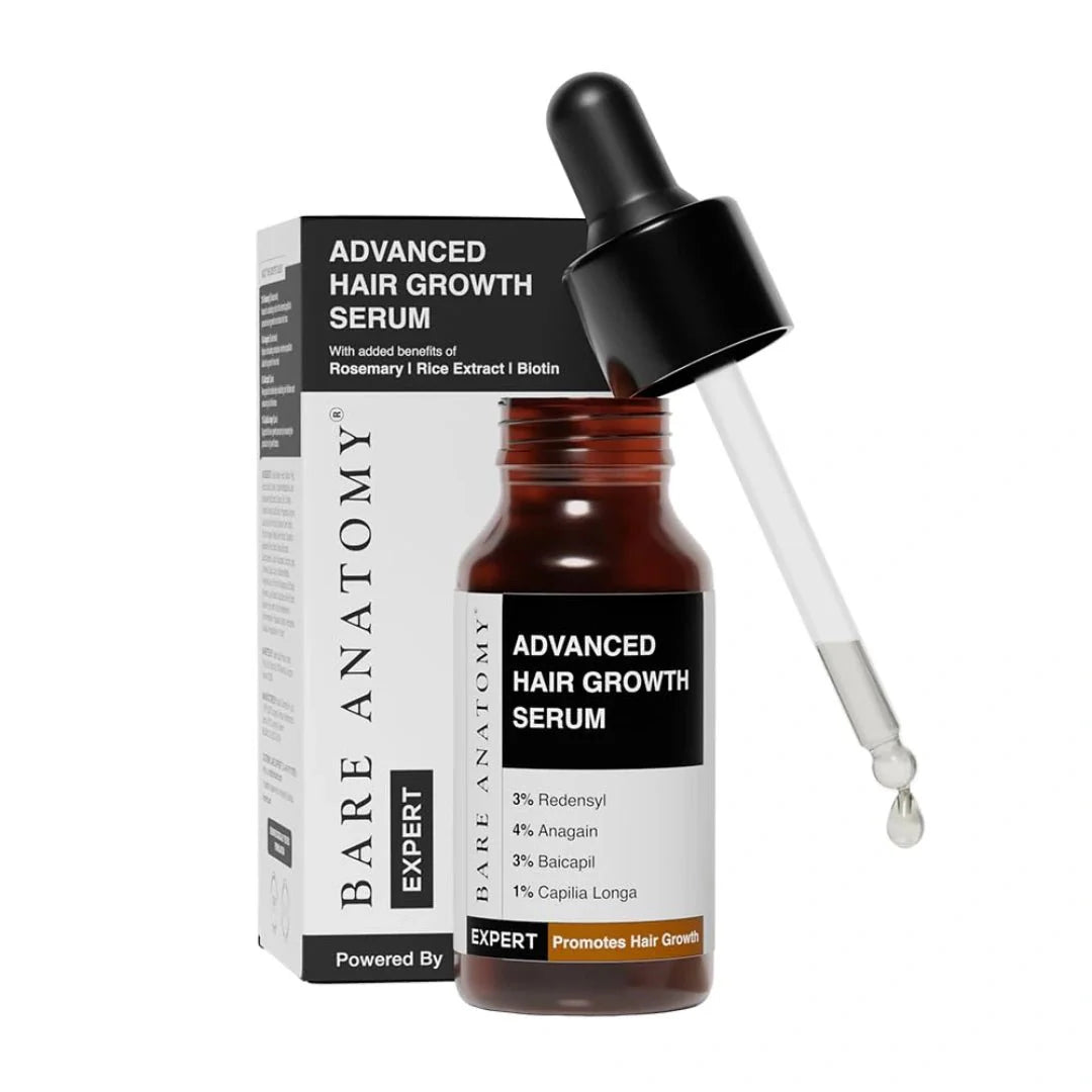 Bare Anatomy Advanced Hair Growth Serum | 3% Redensyl + 4% Anagain + 3% Baicapil + 1% Capilia Longa, Rosemary, Biotin & Rice Extract | Thick Density | Hair Fall Control Serum For Women & Men | 20Ml - Deals999