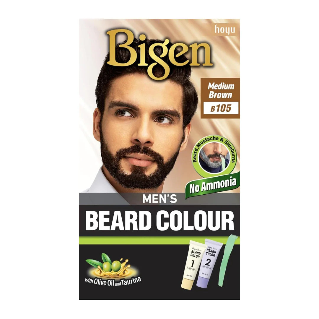 Bigen Men's Beard Color Medium Brown 20gm+20gm -(B105)