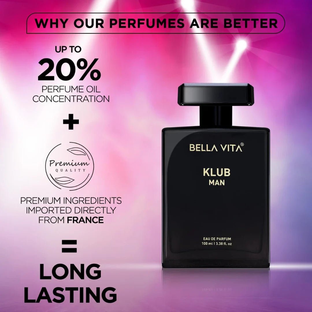 belklbmprm - Bella Vita Luxury Klub Men Eau De Parfum Liquid Perfume With Lemon, Rose And Vanilla (100ml) - Looknstyle