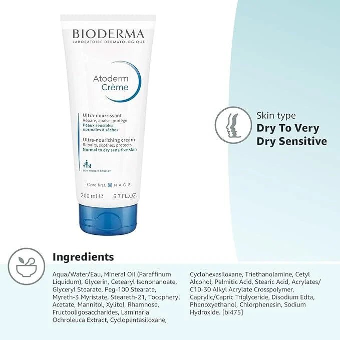 biode6 - Bioderma Atoderm Creme - Tube of 200Ml Ultra Nourishing Cream - Looknstyle