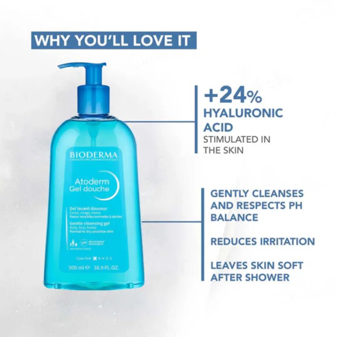 biod01 - Bioderma Atoderm Gel Douche Gentle Cleansing Gel For Normal To Dry & Sensitive Skin( 500ML) - Looknstyle