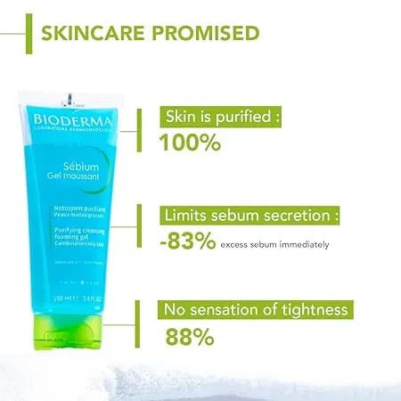 biode4 - Bioderma Sebium Gel Moussant Purifying Cleansing Foaming Gel Combination To Oily Skin, 200ml - Looknstyle