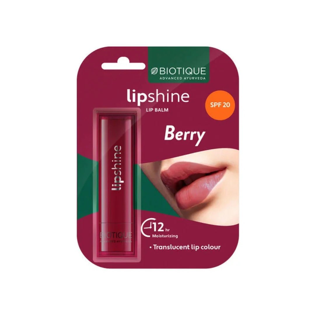 bilb - Biotique Lipshine SPF 20 Moisturising Translucent Lip Balm - Berry Crush (4g) - Looknstyle